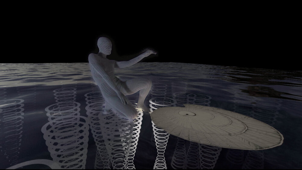 Finished still from “Vesica Pisces,” an XR film made with xRStage-SF by Alex Czetwertynski and Jessica Mitrani. Image courtesy of WorldStage Inc.